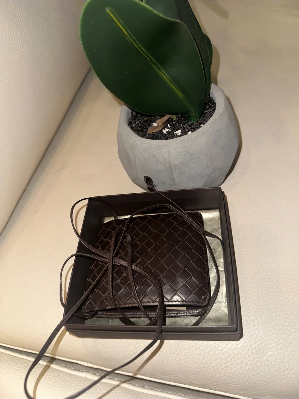Bottega Veneta Dark Brown Intrecciato Leather Wallet